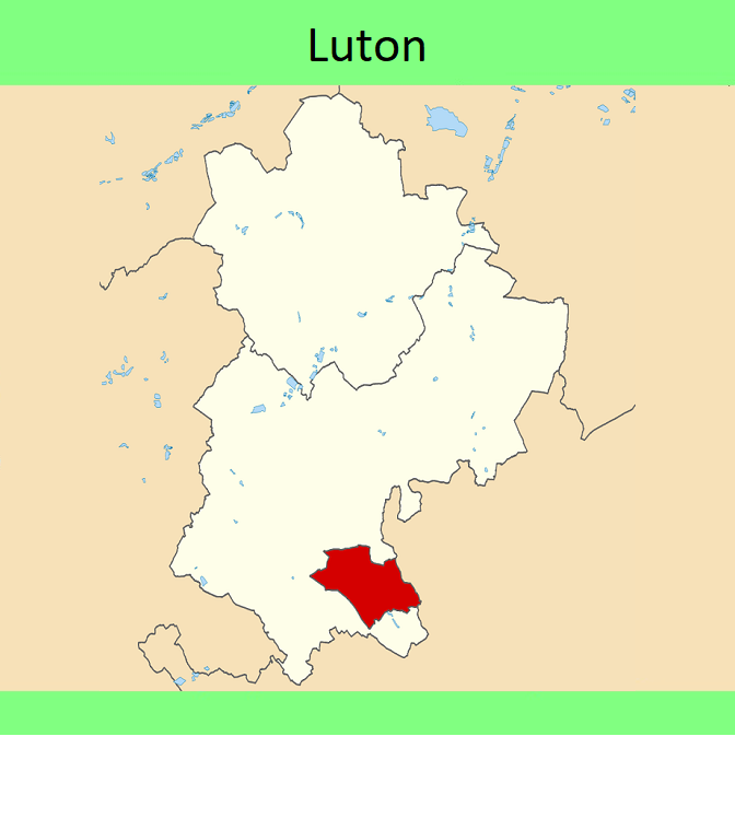 Luton in relation to Bedfordshire