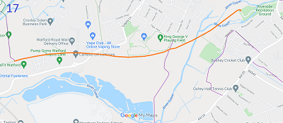 Map showing recorded paths near the Ebury Way