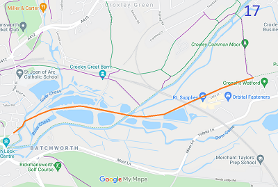 Map showing recorded paths near the Ebury Way