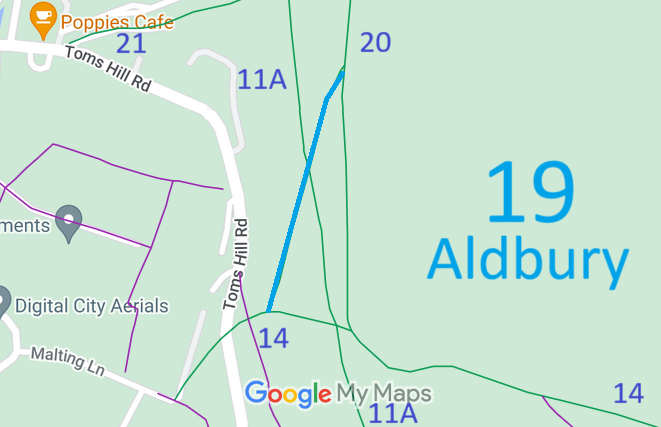 Map showing recorded Aldbury paths