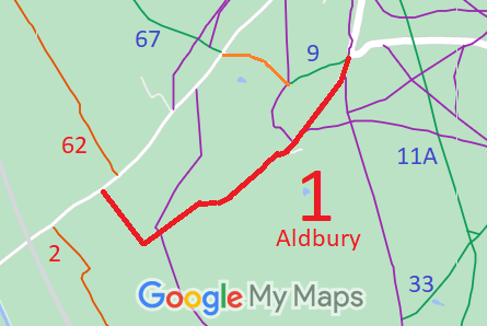 Map showing Aldbury 1 byway
