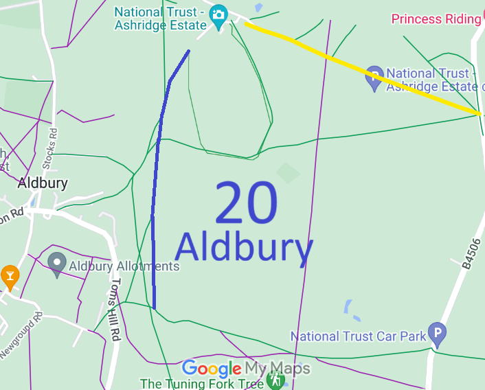 Map showing Aldbury 20 Bridleway
