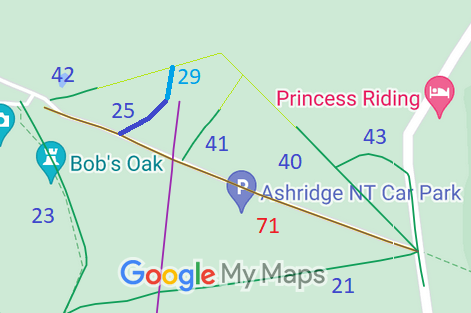 Map showing Aldbury 25 Bridleway