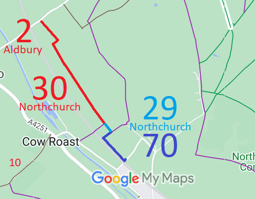 Map showing recorded Aldbury paths