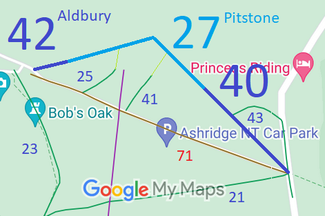 Map showing Aldbury 40 Bridleway