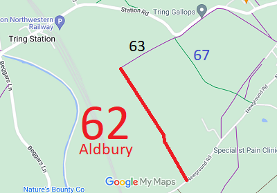 Map showing Aldbury 62 Bridleway