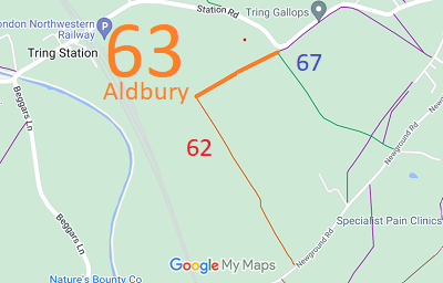 Map showing recorded Aldbury paths