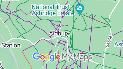 Map showing recorded Ashridge Estate paths