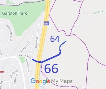 Map showing Hertsmere Meridan/Aldenham 66 bridleway