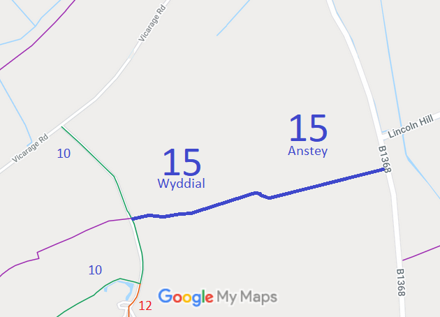 Map showing Wyddial 18