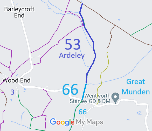 Map showing recorded Ardeley and Great Munden paths