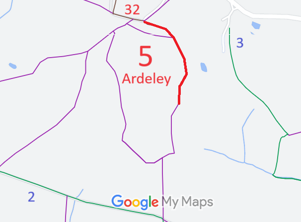 Map showing recorded Ardeley paths