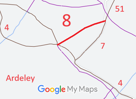 Map showing recorded Ardeley paths