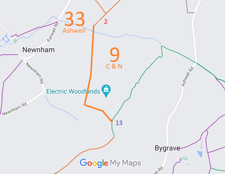 Map showing potential Ashwell 33 bridleway