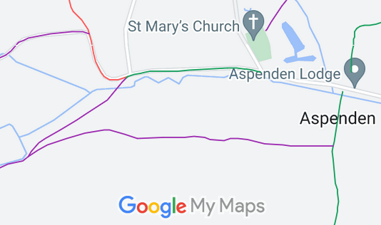Map showing recorded Aspenden paths