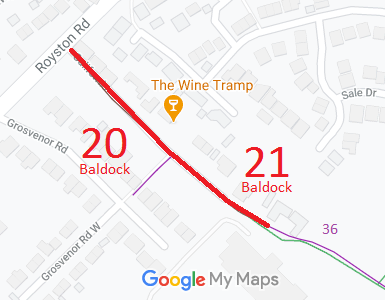 Map showing Baldock 20