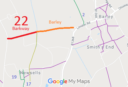 Map showing Barkway 22