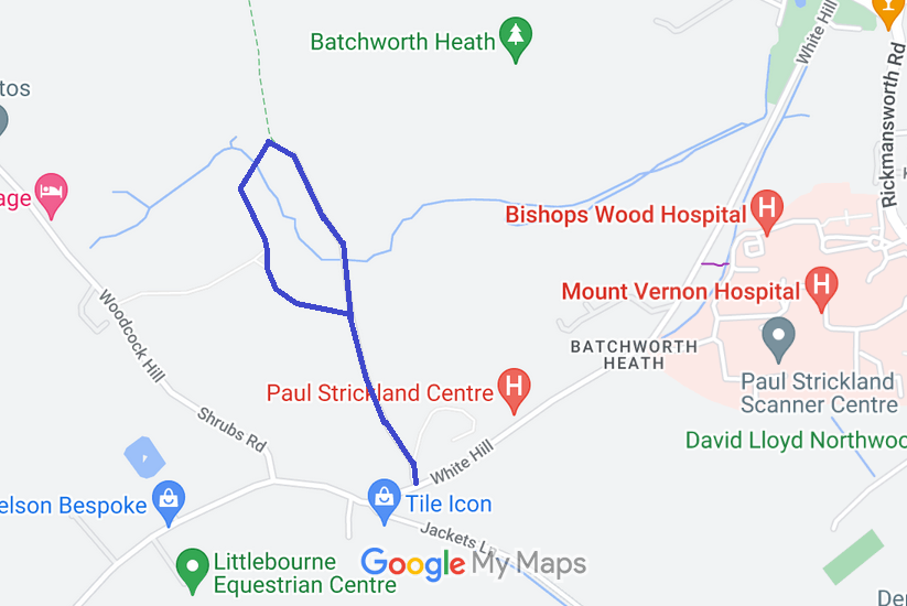 Map showing permissive bridleway at Bishops Wood Park