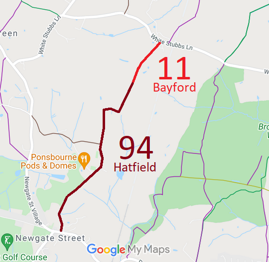 Map showing Bayford 11