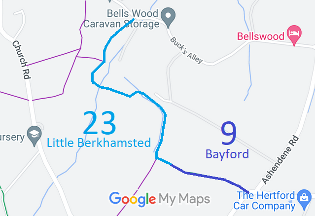 Map showing Bayford 9