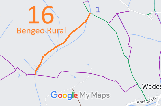 Map showing recorded Bengeo Rural paths