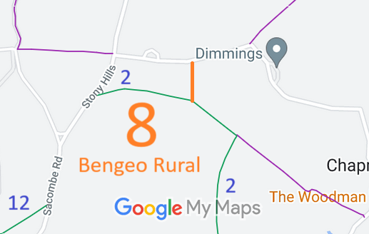 Map showing recorded Bengeo Rural paths