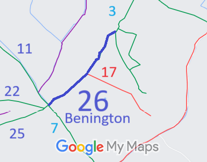 Map showing Benington 26 bridleway