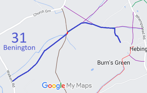 Map showing Benington 31 bridleway
