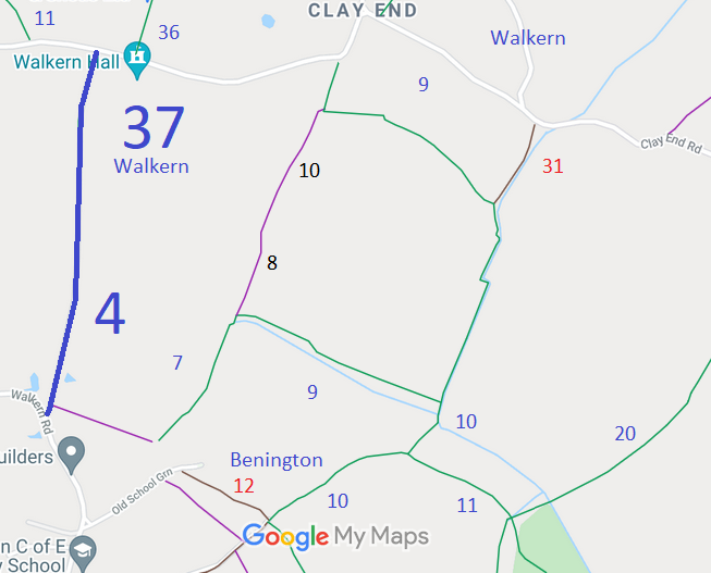 Map showing Benington 4 bridleway