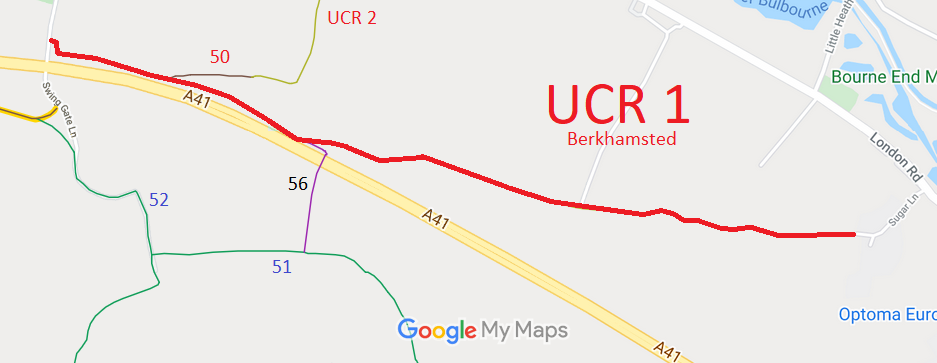Map showing recorded routes in Berkhamsted