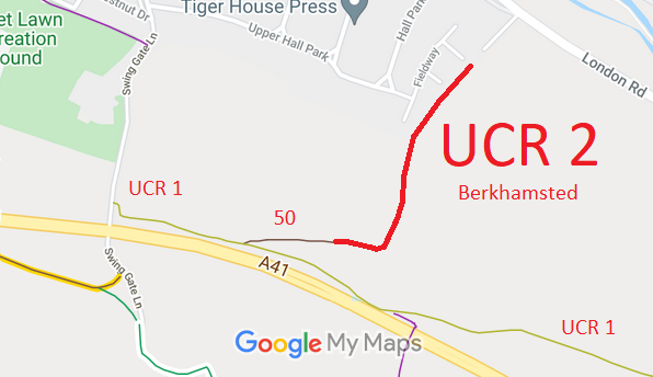 Map showing recorded routes in Berkhamsted