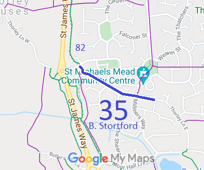 Map showing recorded Bishop's Stortford paths