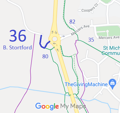 Map showing Bishop's Stortford bridleways