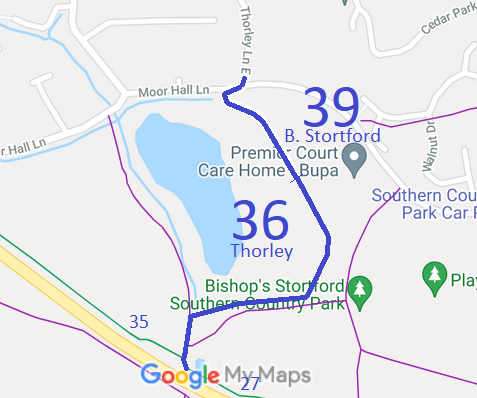 Map showing recorded Bishop's Stortford paths