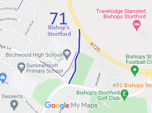 Map showing recorded Bishop's Stortford paths