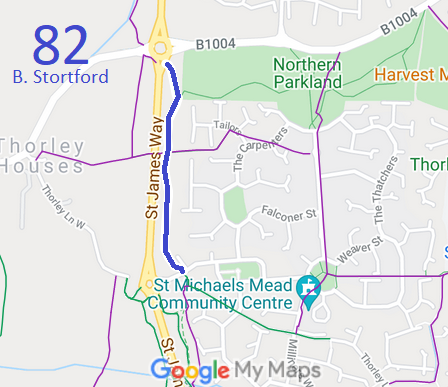 Map showing recorded Bishop's Stortford paths