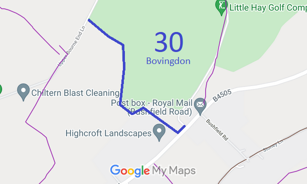 Map showing Bovingdon 30