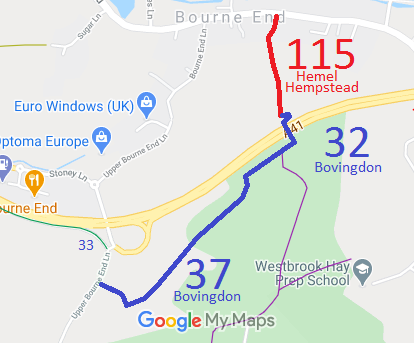Map showing Bovingdon 32
