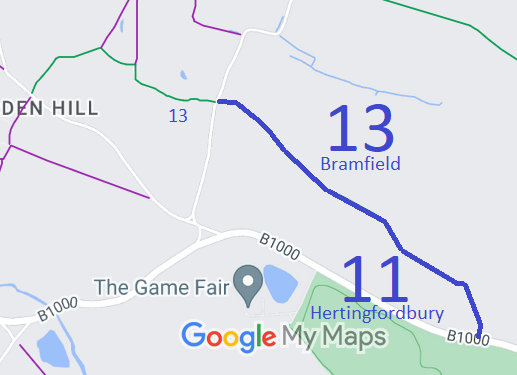Map showing Bramfield 13
