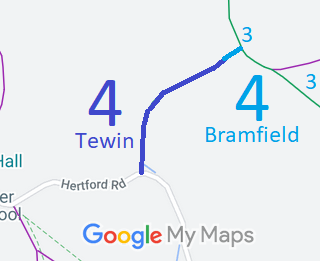 Map showing Tewin 4 and Bramfield 4