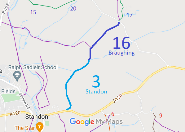 Map showing Braughing 16