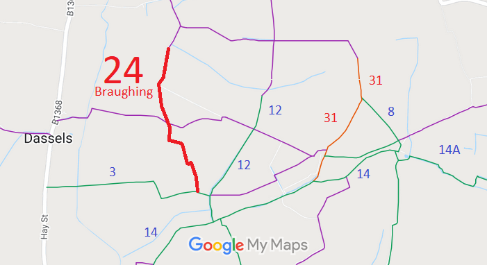 Map showing Braughing 24