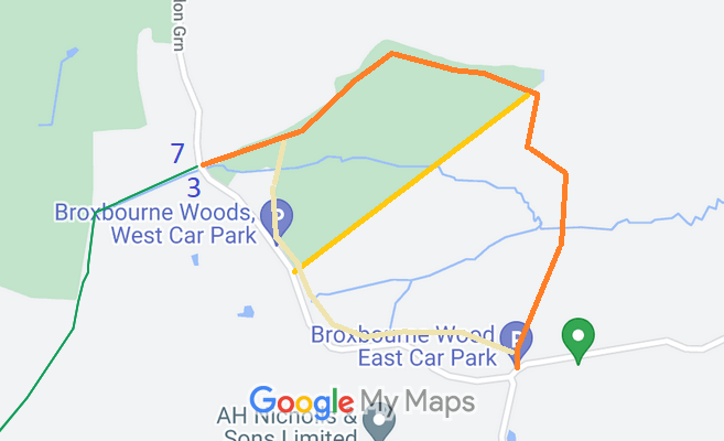 Map showing recorded Brickendon Liberty paths
