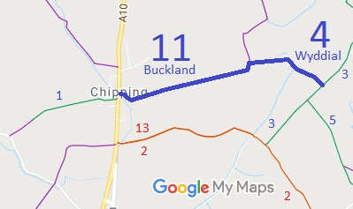 Map showing Buckland 11 bridleway