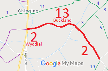 Map showing Buckland 13 bridleway