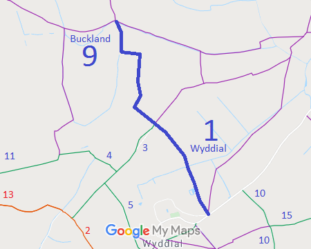 Map showing Buckland 9 bridleway