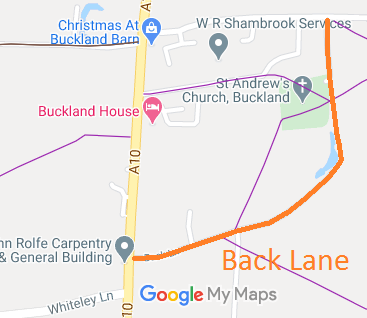 Map showing Back Lane, Buckland