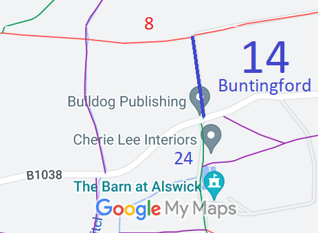 Map showing recorded Buntingford paths