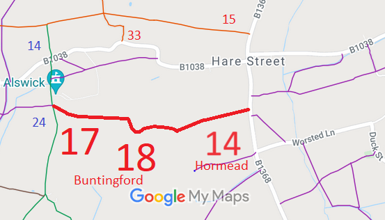 Map showing Hormead 14