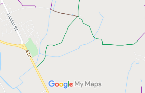 Map showing recorded Buntingford paths